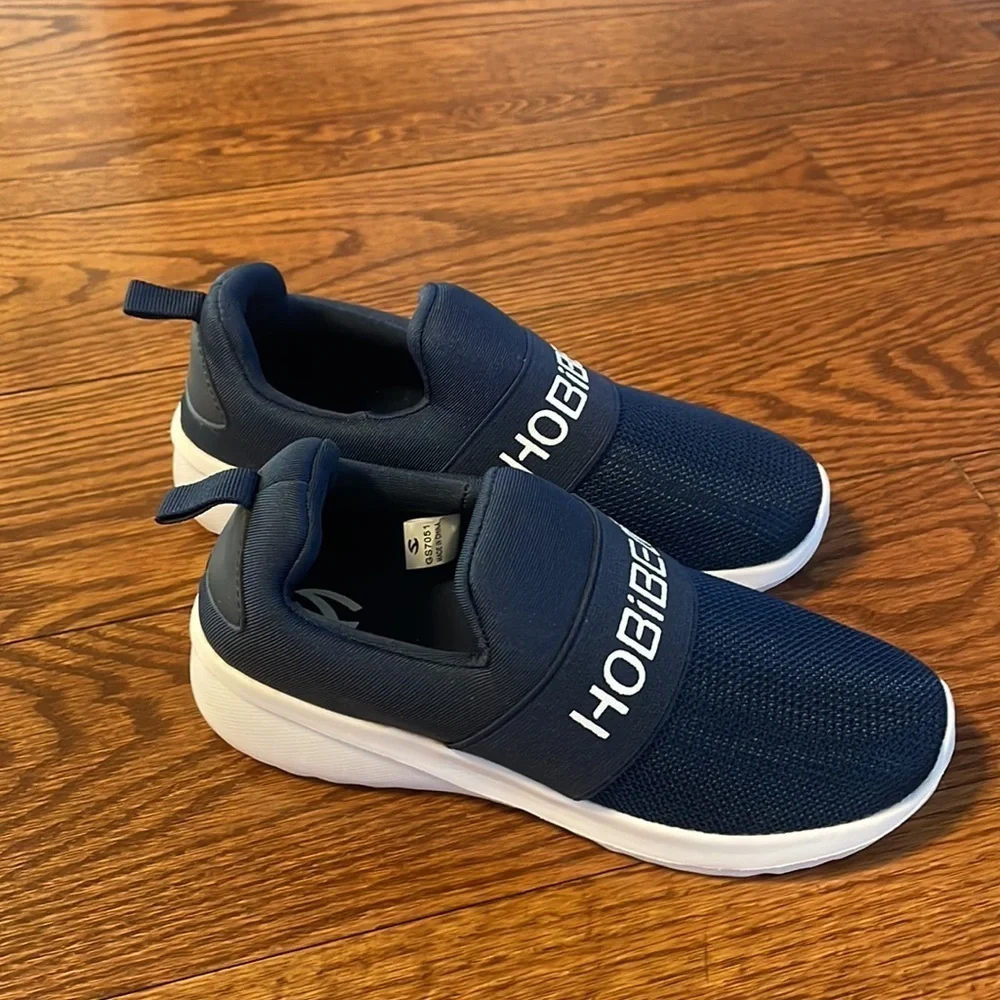 HOBIBEAR slip on boys girls walking running sneakers LIGHTWEIGHT blue white 13.5